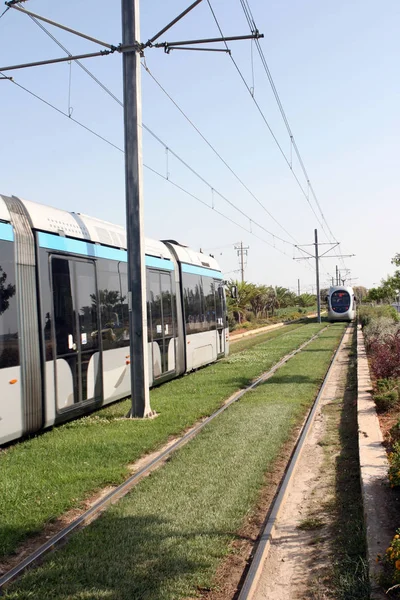 Tram Elettrico Leggero Moderno Movimento Trasporti — Foto Stock