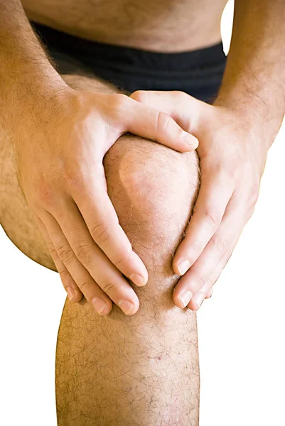 Man Having Pain His Knee Making Massage — Stock Photo, Image