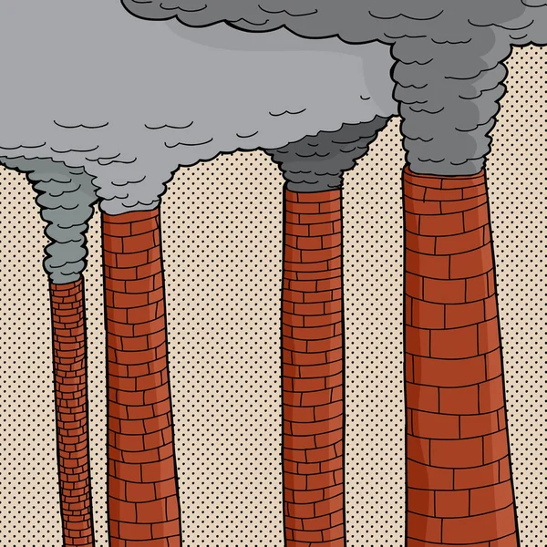 Čtyři Staré Cihlové Karikatura Tovární Komíny Znečištění — Stock fotografie