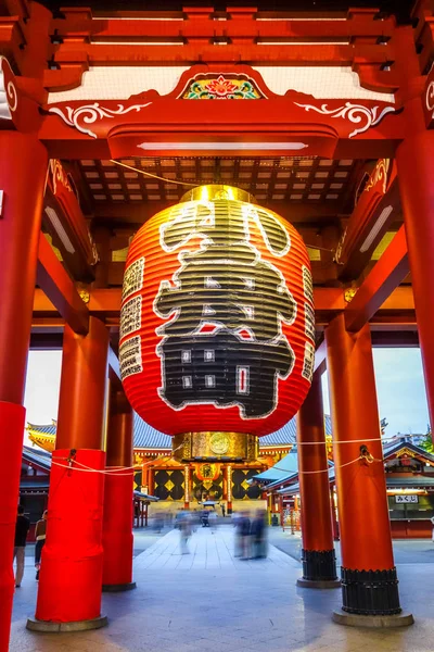 Puerta Kaminarimon Linterna Por Noche Templo Senso Tokio Japón — Foto de Stock