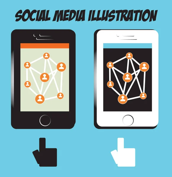 Hands Tablet Oder Handy Icons Mit Social Media Illustration Hintergrund — Stockfoto