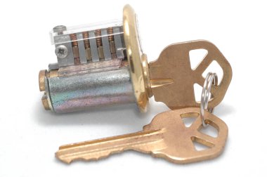 Pin-tumbler lock with the incorrect key inserted clipart