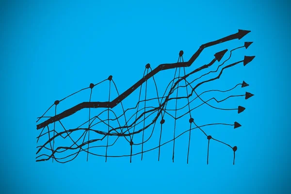 Datenanalyse Doodle Vor Blauem Hintergrund Mit Vignette — Stockfoto