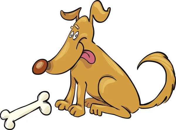 Illustrazione Dei Cartoni Animati Happy Dog Con Osso — Foto Stock