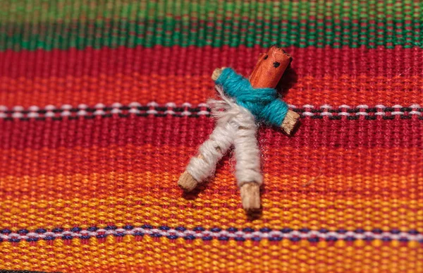 Макро Небольшой Фактурной Мексиканской Ткани Многоцветном Цвете — стоковое фото