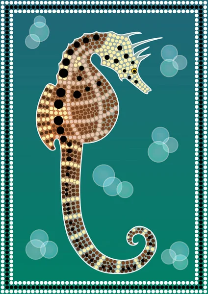 Ilustrace Základě Domorodých Stylu Tečka Malby Zobrazující Seahorse — Stock fotografie