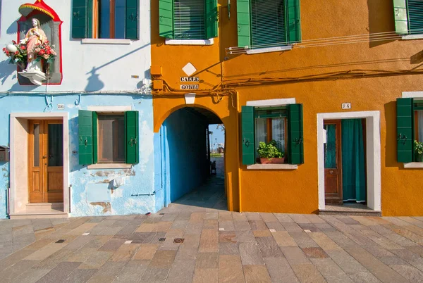 Italien Venedig Burano Med Traditionella Färgglada Hus — Stockfoto