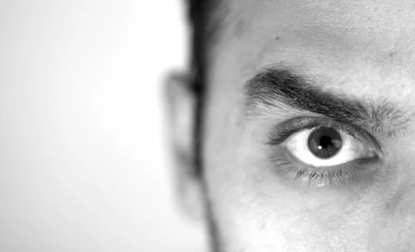 Occhio Uomo Bianco Nero — Foto Stock