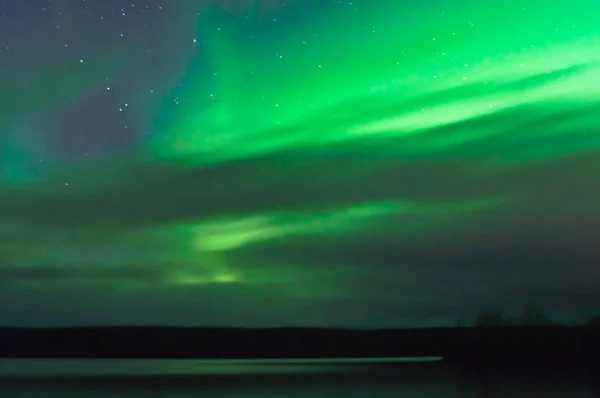 Aurora Sobre Lago Noruega Perto Kautokeino — Fotografia de Stock