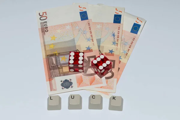 Dices Gösteriliyor Euro Notlar Şans Yazma Oluşan Bir Klavye Tuşları — Stok fotoğraf