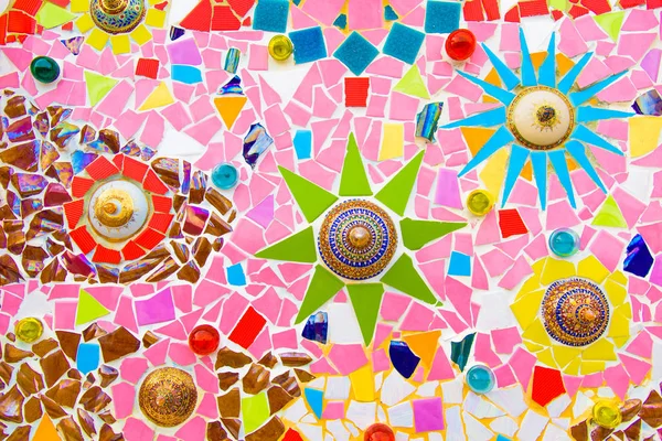 Colorido Mosaico Cerámica Azulejo Piedra Arte Pared —  Fotos de Stock