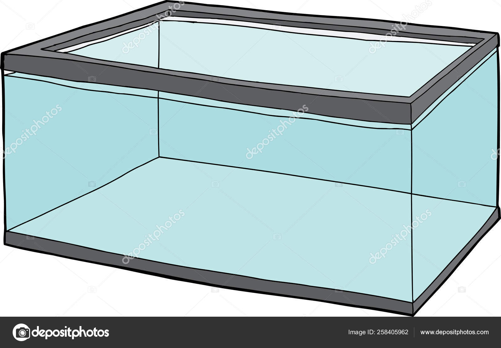 单个矩形宠物鱼缸里装满了水——图库图片© YAYImages #258405962, image size:1600x1111