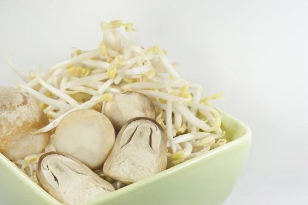 Bonen Spruiten Stro Paddenstoelen Voor Gezond Koken — Stockfoto