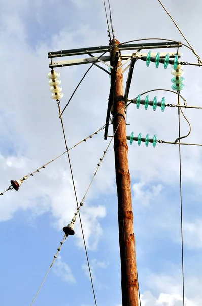 Elektrický Pól Šňůry Venkovských Oblastech — Stock fotografie