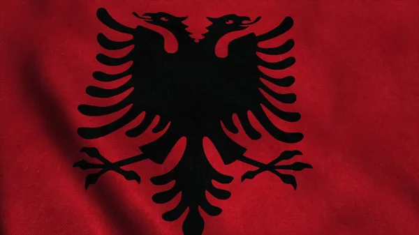 Reális Ultra Zászlaja Albánia Integetett Szél Varrat Nélküli Hurok Rendkívül — Stock Fotó