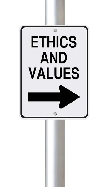 Sinal Rua Sentido Único Modificado Ética Valores — Fotografia de Stock