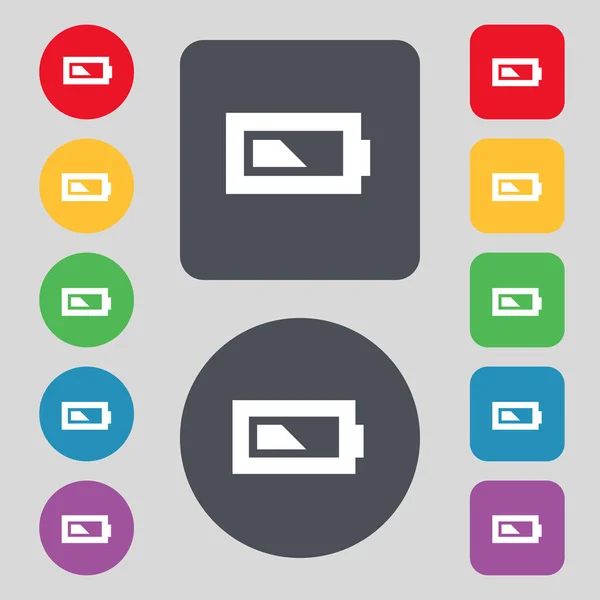 Signo Icono Medio Nivel Batería Conjunto Botones Colores Diseño Plano —  Fotos de Stock