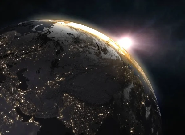 Reális Földön Űrben Kép Nasa Berendezett Elemei Illusztráció — Stock Fotó