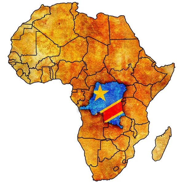 République Démocratique Congo Sur Carte Politique Vintage Réelle Afrique Avec — Photo