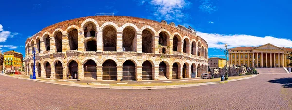 Roman Amphitheatre Arena Verona Piazza Bra Square Panoramic View Landmark — Stock Photo, Image