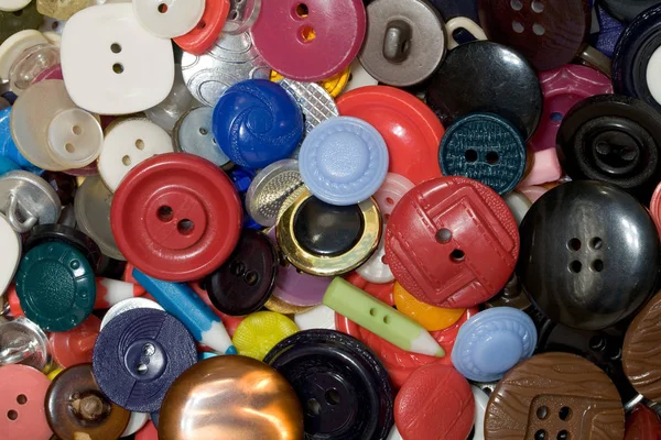 Veelkleurige Plastic Metalen Knoppen Achtergrond — Stockfoto