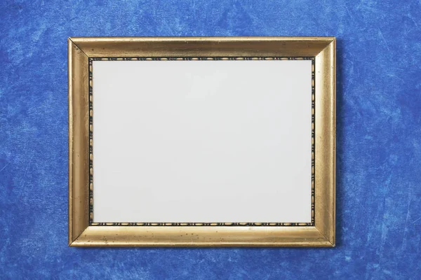 Oude Gouden Gekleurde Frame Blauw — Stockfoto