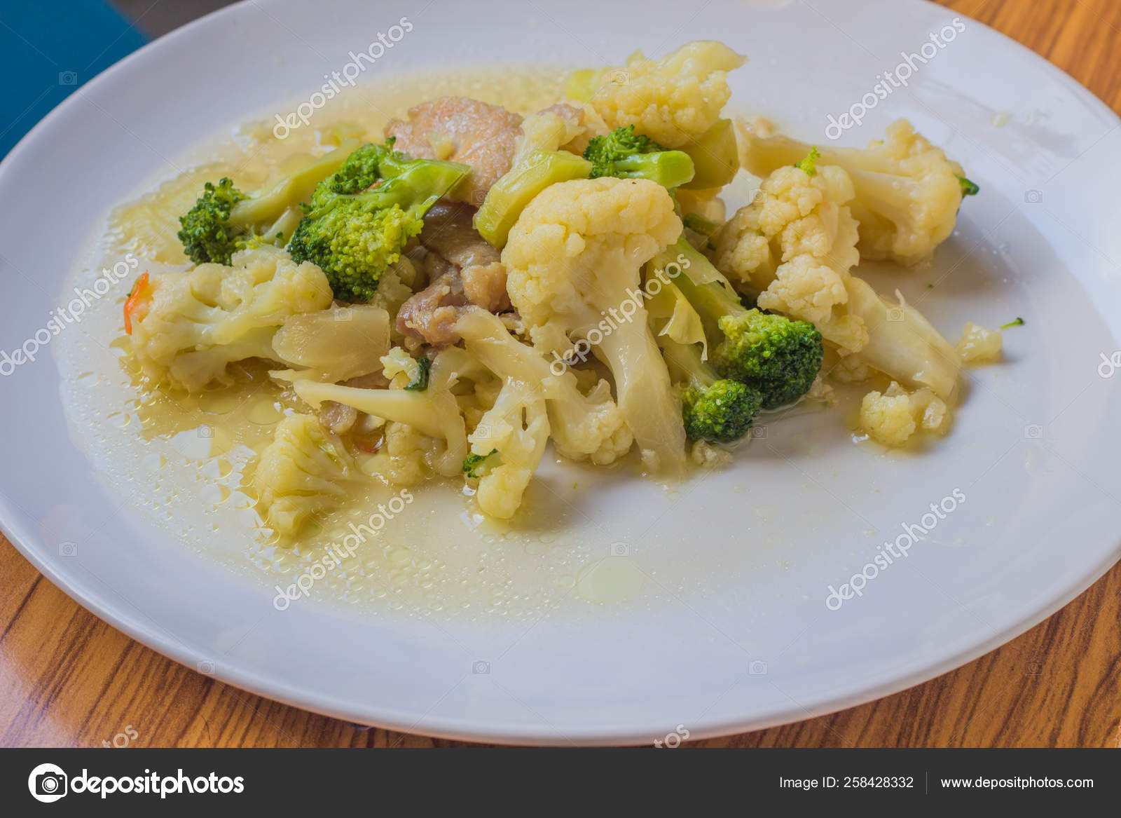 Cauliflower Fried Oyster Sauce Thailand Ingredient Cauliflower Broccoli