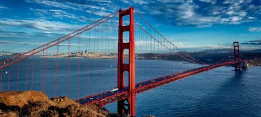 panoramic view of famous Golden Gate Bridge in San Francisco, California, USA clipart