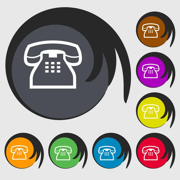 Retro Telephone Handset Icon Sign Символ Восьми Цветных Кнопках Иллюстрация — стоковое фото