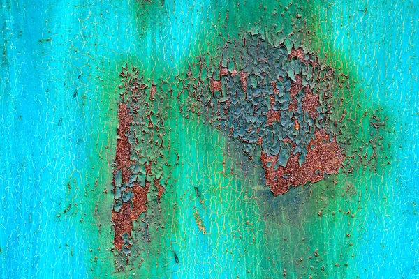 Alte Zerfallene Farbe Auf Rostmetall — Stockfoto