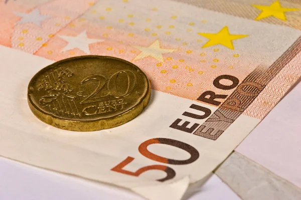 Serie Monedas Euro Moneda Centavo Superficie Blanca — Foto de Stock