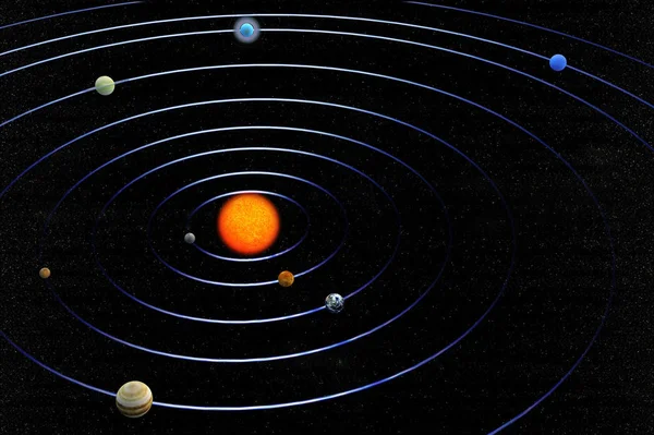Vårt Solsystem Med Alla Planeter — Stockfoto