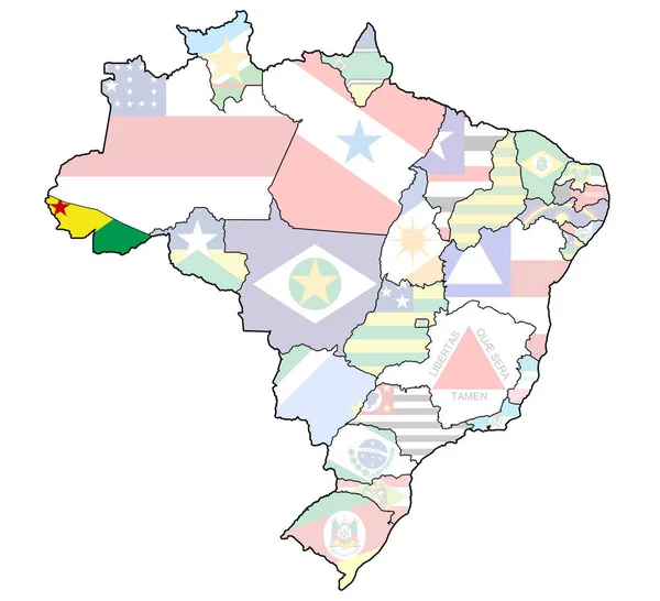Acre Estado Mapa Admistration Brasil Con Banderas — Foto de Stock
