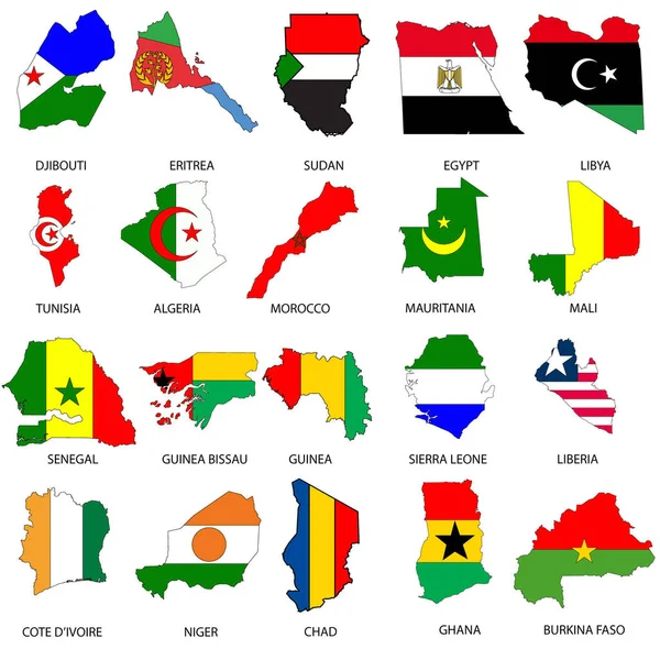 Illustrated Outlines Countries Flag Them — Stock Photo, Image