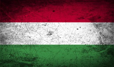 Flag of Hungary with old texture.  illustration clipart