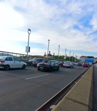Traffic Jam - Braking Cars on Bridge in Prague clipart