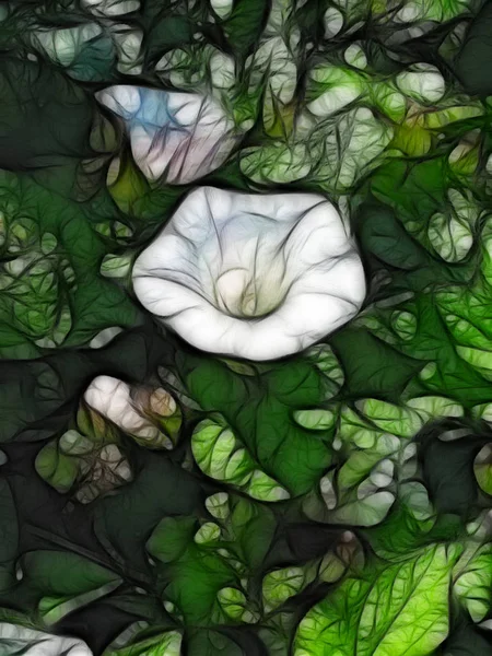 Διακοσμητικό Πράσινο Και Λευκό Φόντο Αφηρημένο Λουλούδι — Φωτογραφία Αρχείου