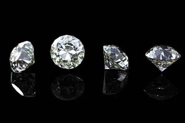 Diamante Redondo Isolado Sobre Fundo Preto Pedra Preciosa — Fotografia de Stock