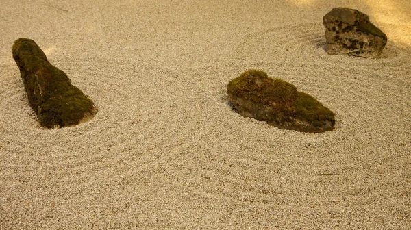 Drie Rock Zen Tuin Een Japanse Tuin — Stockfoto