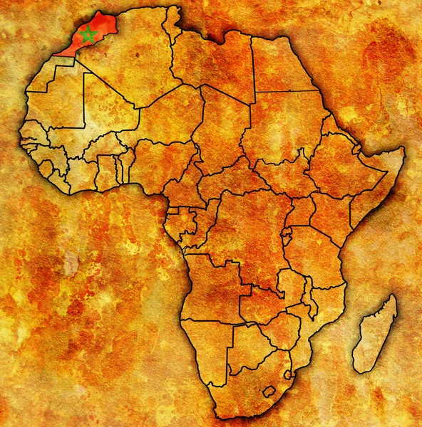 Marokko Auf Aktueller Politischer Landkarte Afrikas Mit Fahnen — Stockfoto