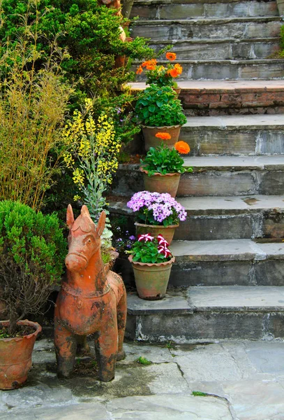 Escalera Adornos Jardín — Foto de Stock