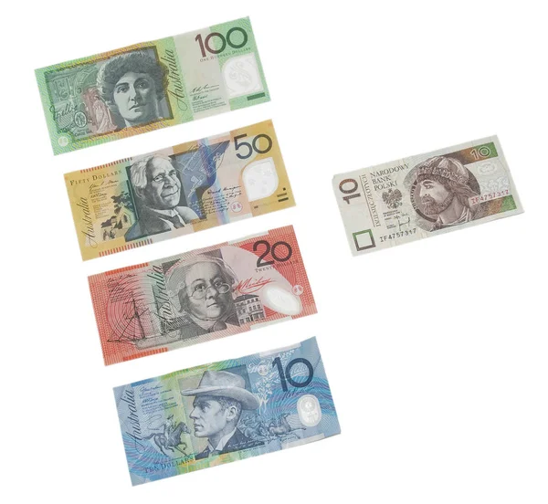 Australische Scheine Polnisches Bargeld — Stockfoto