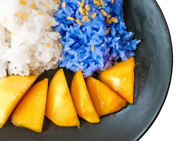 Lepkavá Rýže Mango Thajské Dessert — Stock fotografie