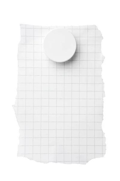 Σχισμένο Τεμάχιο Τετραγώνου Χαρτιού Μαγνήτη Που Απομονώνεται Λευκό Φόντο Διαδρομή — Φωτογραφία Αρχείου
