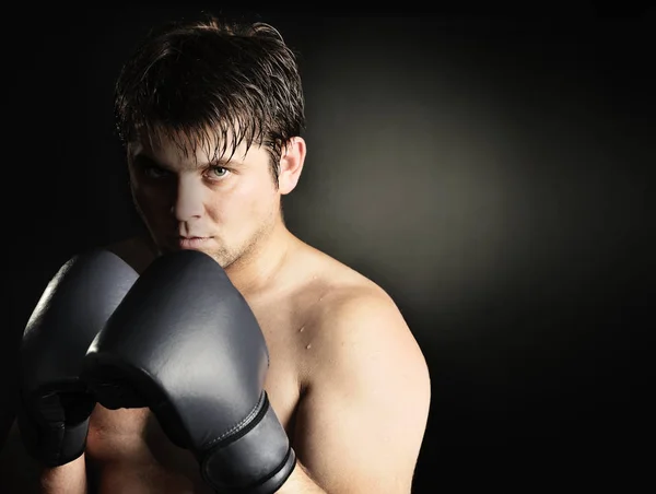 Boxer Mladý Muž Boxerské Rukavice — Stock fotografie