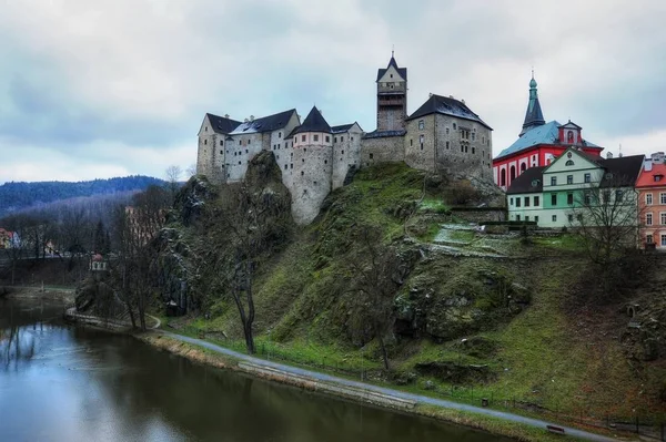 Castello Loket Nella Boemia Occidentale Sul Fiume Ohre — Foto Stock