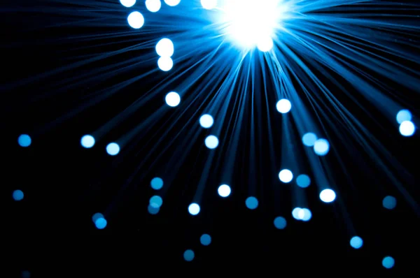 Close Abstract Style Capturing Ends Many Blue Fibre Optic Light — Stock Photo, Image