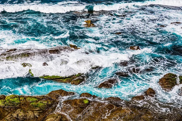 Piedras Olas Océano Costa Orilla Del Océano Atlántico Tenerife Islas — Foto de Stock