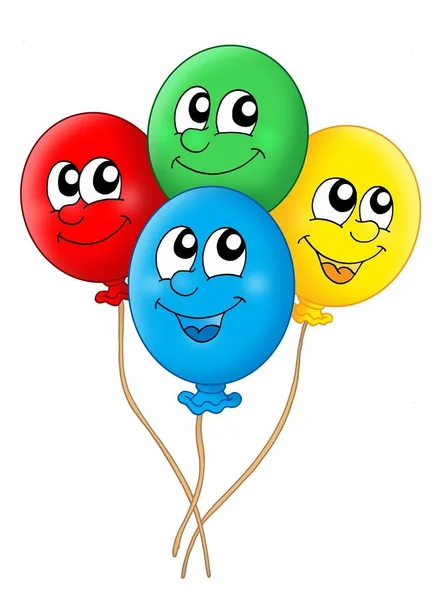 Illustration Couleur Quatre Ballons — Photo