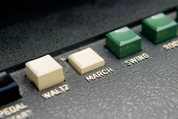 Botão Órgão Retrô Com Foco Botão March — Fotografia de Stock